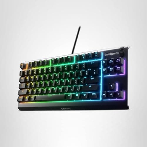 SteelSeries Apex 3 TKL RGB Gaming Keyboard – Tenkeyless Compact Form Factor - 8-Zone RGB Illumination – IP32 Water & Dust Resistant – Whisper Quiet Gaming Switch – Gaming Grade Anti-Ghosting,Black 5