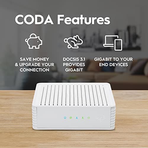 Hitron CODA DOCSIS 3.1 Cable Modem ONLY | Up to 1 Gbps Max Internet Speeds | Certified with Comcast Xfinity, Charter Spectrum, Cox & More | Requires Separate WiFi Router 5