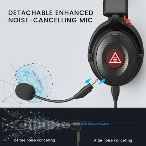 EKSA E900 Pro USB Gaming Headset for PC - Computer Headset with Detachable Noise Cancelling Mic, 7.1 Surround Sound, 50MM Driver - Headphones with Microphone for PS4/PS5, Xbox One, Laptop, Office 3