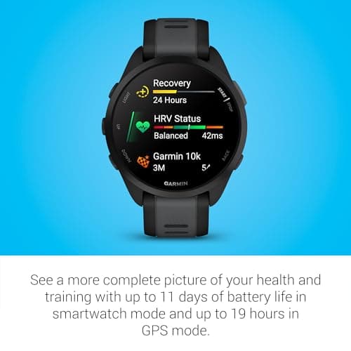 Garmin Forerunner 165, Running Smartwatch, Colorful AMOLED Display, Training Metrics and Recovery Insights, Black 5