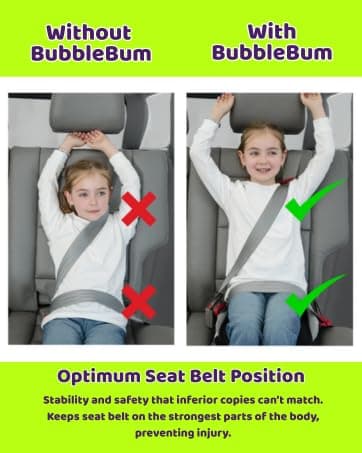 BubbleBum Inflatable Booster Car Seat – Foldable, Lightweight, Backless Travel Booster Seat for Kids, Portable Carseat for Toddler, Fits 3 Across, Compact for Uber - Ages 4-11 Year Old, - Black 5