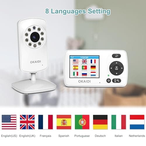 OKAIDI Video Baby Monitor with Camera and Audio, 2.4'' Portable Travel Baby Monitor No WiFi, Infrared Night Vision, VOX Mode, 1000ft Long Range, Ideal for Baby/Pet/Elderly 2