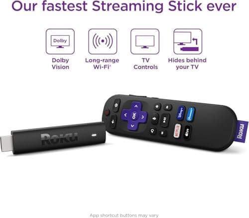Roku Streaming Stick 4K - HDR & D. Vision Roku Streaming Device for TV with Voice Remote & Long-Range Wi-Fi - Free & Live TV (Renewed) 2