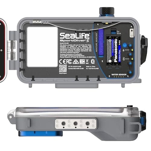 SeaLife SportDiver S Compact Smartphone Scuba Housing – Dive to 100', Waterproof Photography, Easy Camera Controls, with Leak Alarms, Fits iPhones and Most Smartphones 5