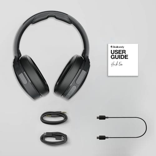 Skullcandy Hesh Evo Wireless Over-Ear Bluetooth Headphones with Extra USB-C Charging Cable, Noise Isolating, 36 Hours Battery, Foldable Lightweight Design, Microphone for iPhone Android - True Black 5