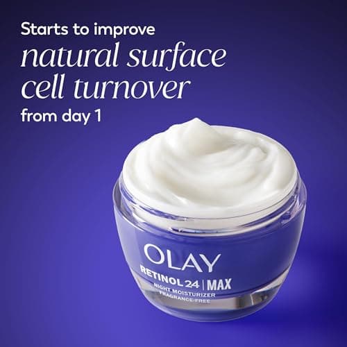 Olay Retinol Face Moisturizer, 24 MAX Anti-Aging Night Cream for Women, Fragrance-Free, Non Greasy - Anti-Wrinkle, Smooth Fine Lines, Tightening, Hydrating Skin Care - Peptides, Glycerin, 1.7 Oz 8