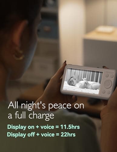 Momcozy Video Baby Monitor, 1080P 5" HD Baby Monitor with Camera & Wall Mount, Infrared Night Vision, 5000mAh Battery, 2-Way Audio, Temperature Sensor, Lullabies, 960ft Range, Ideal for New Moms, BM01 2