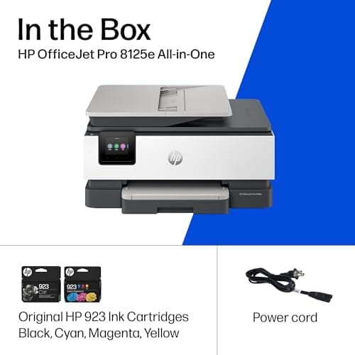 HP OfficeJet Pro 8125e Wireless All-in-One Color Inkjet Printer, Print, scan, Copy, ADF, Duplex Printing Best-for-Home Office, 3 Month Instant Ink Trial Included, AI-Enabled (405T6A) 8