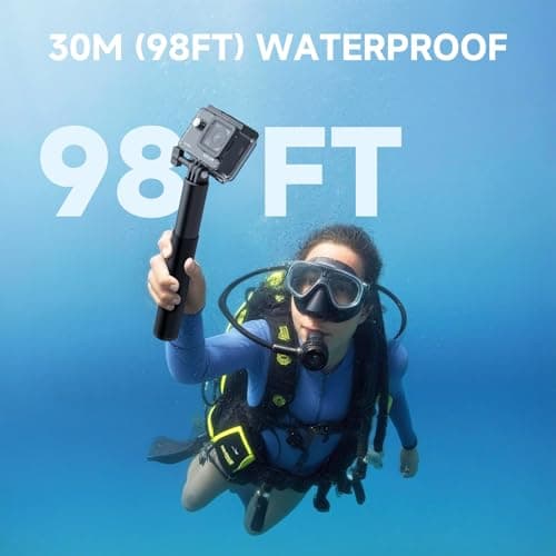 SJCAM SJ4000 Pro-Grade 4K Action Camera, 40MP 3-Axis EIS Stabilization Motorcycle Sport Camera, 170°FOV Waterproof Camera Underwater, 5X Zoom, Dual Batteries, 32G SD Card and Helmet Accessory Kit 4