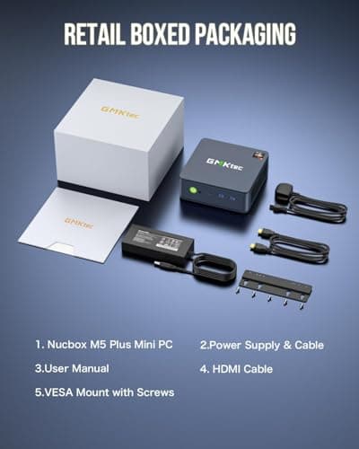 GMKtec Mini PC AMD Ryzen 7 5825U (Turbo 4.5GHz) Dual NIC 2.5G Gaming Desktop Computers 16GB DDR4 512GB SSD Dual LAN 2.5G/ WiFi 6E, USB3.2, USB-C, BT 5.2, DP, HDMI, Dual Fan 5