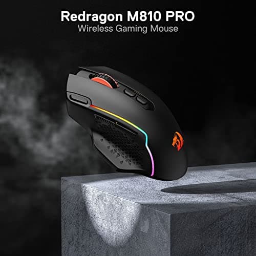 Redragon M810 Pro Wireless Gaming Mouse, 10000 DPI Wired/Wireless Gamer Mouse w/Rapid Fire Key, 8 Macro Buttons, 45-Hour Reliable Power Capacity and RGB Backlit for PC/Mac/Laptop 2