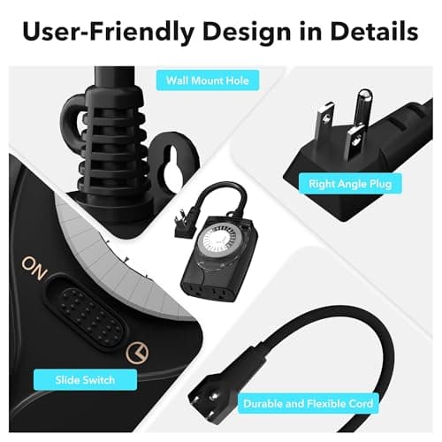 HBN Outdoor Timer Outlet Waterproof, 24 Hour Mechanical Light Timers for Electrical Outlets Outdoor Weatherproof, 2 Grounded Outlets for Christmas Lights, Holiday Decorations, 15A 1/2HP 4