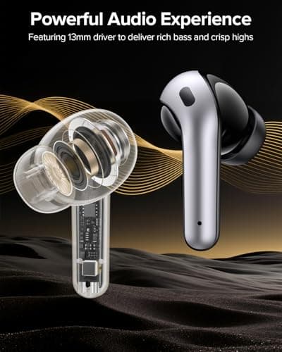 TAGRY Bluetooth Headphones True Wireless Earbuds 60H Playback LED Power Display Earphones with Wireless Charging Case IPX5 Waterproof in-Ear Ear buds with Mic for TV Smart Phone Laptop Computer Sports 4