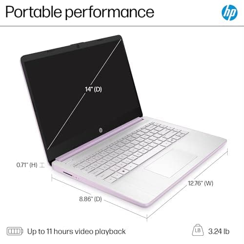 HP 14" Laptop 2025 Business Student Slim Computer, Lifetime MS Office, Copilot AI, Quad-Core Intel CPU, 16GB RAM, 628GB Storage (128GB UFS+500GB Ext), MarxsolAccessory, Wi-Fi 6, Win 11 Pro, Lavender 5