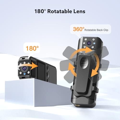 Z11 4K Body Camera with Audio and Video Recording, 128GB Small Body Cam with 180° Rotating Lens, 6HR Battery & Night Vision, Wearable Camera for Pet, Home, Office, Security Police Law Enforcement 3