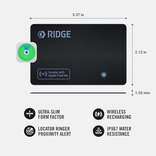 Ridge Wallet Tracker Card - Tile Slim Tracking Card Compatile with Apple Find My, Item Locator for Luggage Tags, Passports, Phone, IP68 Waterproof 2