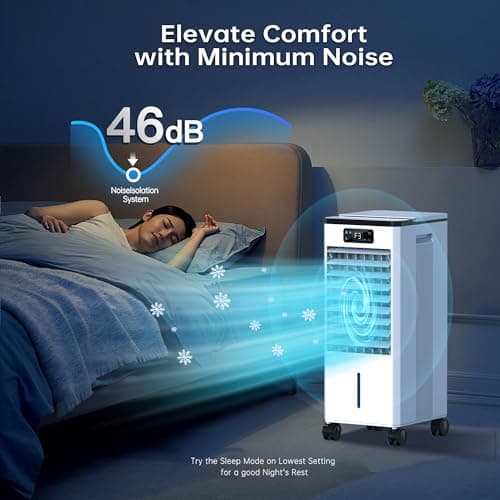 Feculs Portable Air Conditioners No Windows Needed, 3-IN-1 Swamp Cooler, Evaporative Air Cooler, 4 Modes & 3 Speeds, 2-Gal Water Tank for Long Cooling, Max 20 FT/S Remote Control, 12 Hours Timer 3