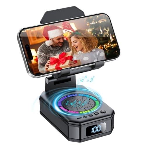 Gifts for Men Women, Cell Phone Stand with Wireless Bluetooth Speaker, Colorful LED Lights, Anti-Slip Base HD Surround Sound, Rechargeable (3000mAh), for Teens, Men, Women for Christmas