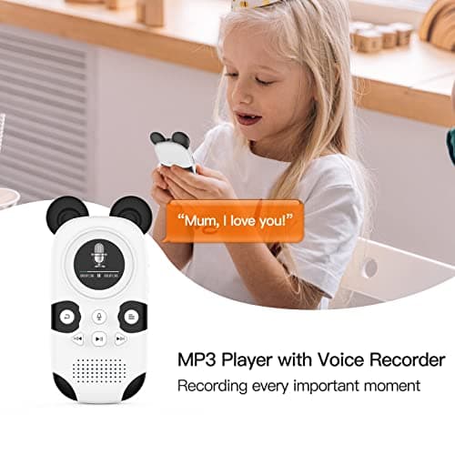 RUIZU 64GB MP3 Player for Kids, Cute Panda Portable Music Player MP3, Child MP3 Player with Bluetooth 5.3, Speaker, FM Radio, Voice Recorder, Alarm Clock, Stopwatch, Pedometer, Support up to 128GB 5