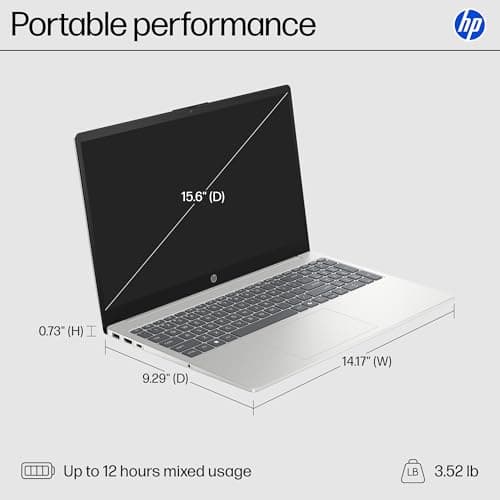 HP 15.6 inch Laptop, HD Touchscreen Display, AMD Ryzen 5 7520U, 8 GB RAM, 512 GB SSD, AMD Radeon Graphics, Windows 11 Home, Natural Silver, 15-fc0499nr 3