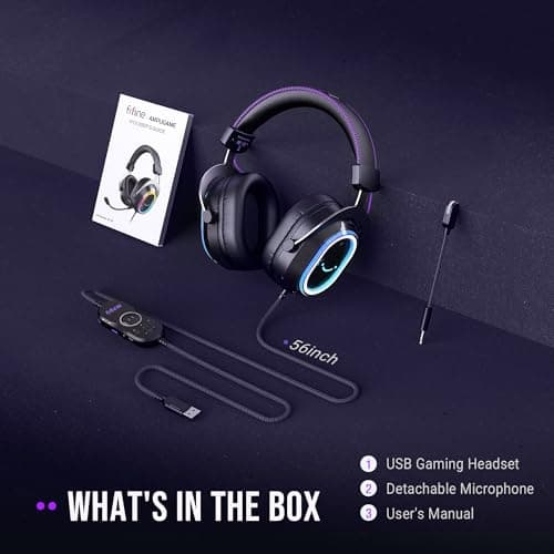 FIFINE Wired USB Gaming Headset: 7.1 Surround Sound - Vibrant Customizable RGB - Game/Chat Balance, Gamer Headphone with Noise Canceling Mic for PC, PS5/PS4, Laptop, Mac - AmpliGame H13BP 5