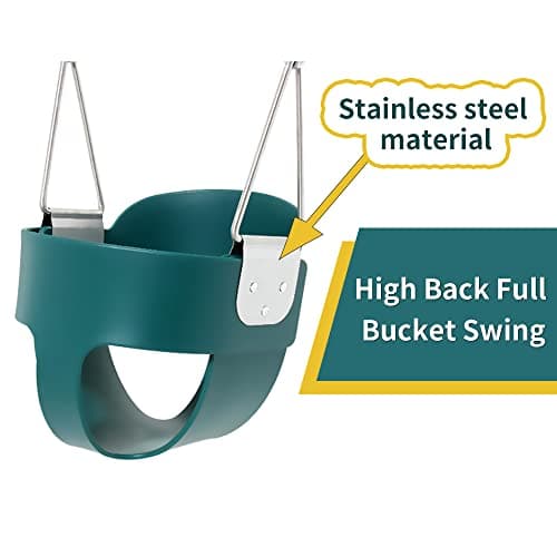 High Back Full Bucket Toddler Swing Seat with Yellow Coated Chains Fully Assembled Baby Swing Set Accessories 4