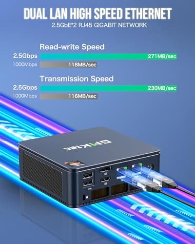 GMKtec M5 Plus Gaming Mini PC Ryzen 7 5825U (Upgraded 7430U), 32GB RAM 1TB SSD Dual NIC LAN 2.5GbE Desktop Computers Office Home, Triple 4K Display, WiFi 6E, USB3.2, USB-C, BT 5.2, DP, HDMI 2