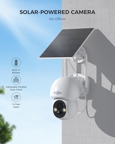 Hiseeu Solar Camera Wireless Outdoor, Home Security Camera System, 2.4G & 5G WiFi, Solar-Powered 4MP 4 Cam-Kit, Color Night Vision, 360° View, Pan & Tilt, 1TB HDD Local Recording, No Subscription 2