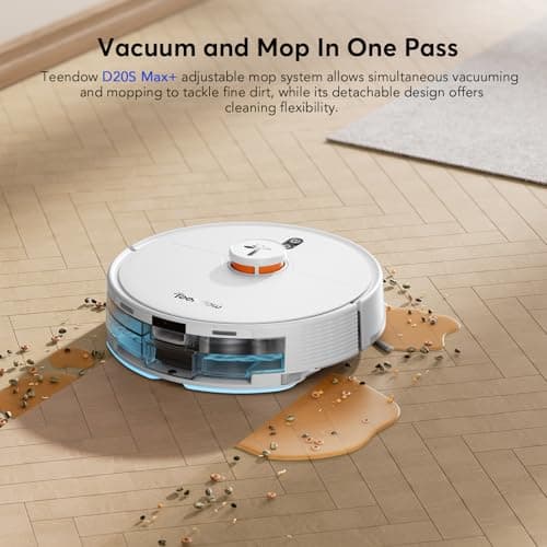 Teendow D20S Max+ Robot Vacuum and Mop, 8000Pa Suction for Pet Hair, with Self-Emptying Dock and Pet Grooming Parts, 10 Weeks Hands-Free Cleaning, PreciSense LiDAR Navigation, App & Voice Control 4