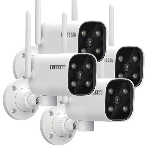 EVERSECU 2K WiFi PTZ Bullet Camera, Outdoor/Indoor, Pan/tilt, 2-Way Audio, Night Vision, Motion Detection Auto Tracking, Waterproof, Remote Access, RTSP Stream, Compatible with Alexa(4pack)