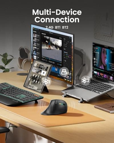 ProtoArc Ergonomic Mouse, EM11 NL Wireless Vertical Mouse, Ergo Mouse with Multi-Device, USB-C Rechargeable Mice for Windows, Mac OS, PC/Notebook/Laptop,Green 3