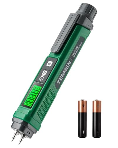 Wood Moisture Meter, TESMEN TWM-186 Portable Pen Moisture Meter, Pin-Type Humidity Tester with 2 Modes, 7 Calibration Scales for Wood, Firewood, Lumber, Bricks, Floors, Walls - Green