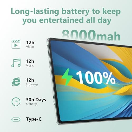 11 inch Tablet, Android 15 Tablet 20GB RAM +128GB ROM+1TB Expand, Octa Core Processor 8000mAh Battery, 1920x1200 IPS Touch Screen, 5+8MP Dual HD Camera, 5G WiFi , Widevine L1, Matel Green with Case 3