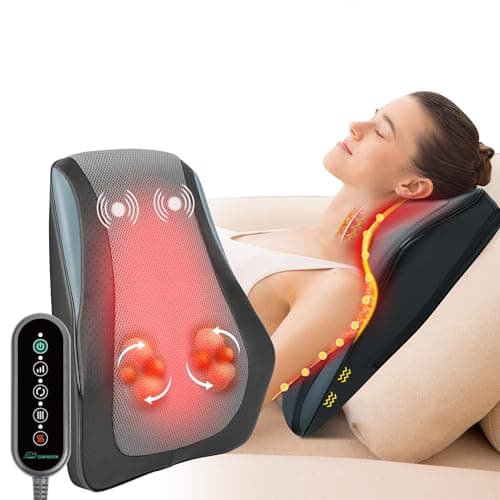 Snailax Back Massager for Back Pain Deep Tissue, Shiatsu Lower Back Neck Massager with Heat, 3D Kneading Massage Pillow for Neck Shoulder Legs, Gifts for Mom, Dad, Women