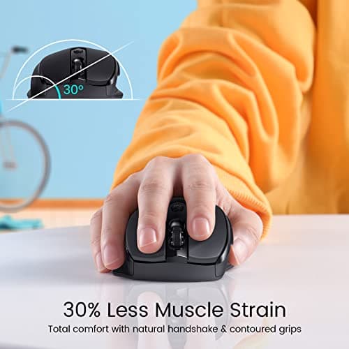 HOTWEEMS Wireless Mouse, D-09 Computer Mouse USB Cordless Mice for Laptop, Ergo Grips, Lightspeed 5-Level 2400 DPI, 16 Months Battery, Portable for PC Mac Chromebook (Black) 5