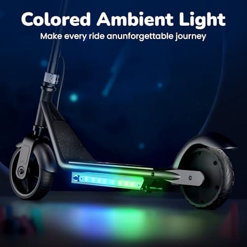iScooter IK3 Electric Scooter for Kids Ages 6-12, 150W Motor, LED Display, 3 speeds Adjustable, Colorful Lights, Double Brake, Kids Electric Scooter with Magnetic Charging (IK3,Black) 4