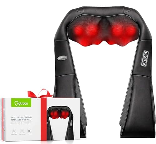 cotsoco Neck Massager,Shiatsu Shoulder and Back Massager with Heat, Electric Deep Tissue Massage Pillow for Body Muscle Pain Relief,Best Gifts Mom Dad Women Men,Home, Office Car Use
