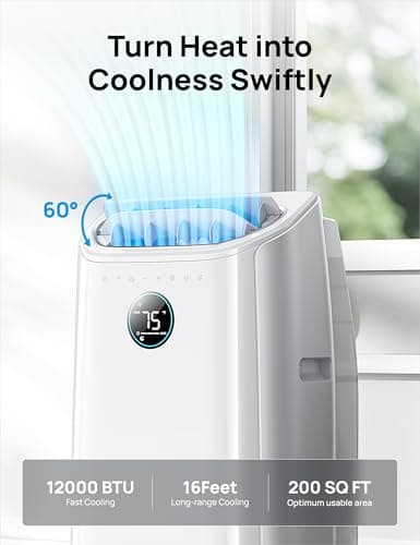 Dreo Portable Air Conditioners, 12,000 BTU AC Unit for Bedroom with Drainage-free Cooling, 46dB Quiet, APP/Voice/Remote, 24h Timer with Fan & Dehumidifier, Smart Standing AC for Room Indoors, AC515S 3