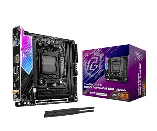 ASRock AMD B850i Lightning WiFi 6E Socket AM5 Ryzen 9000/8000/7000 Series DDR5 8200+ (OC) MHz 128GB Mini ITX Motherboard M.2 SATA3 6.0 Gb/s PCIe 5.0 B850 BIOS Flashback