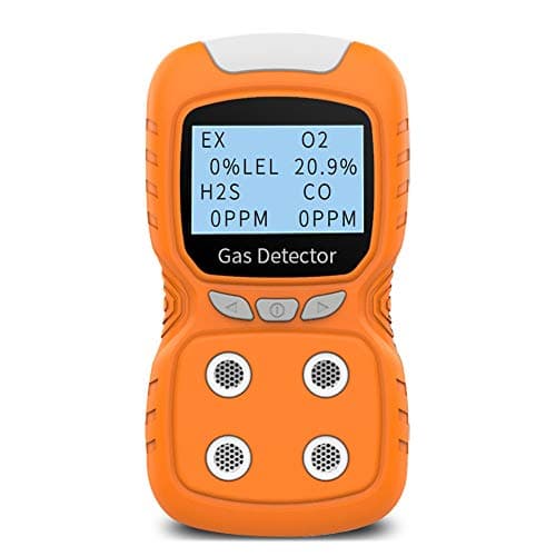 XLA Alert Portable Gas Detector, Gas Clip 4 Gas Monitor Meter Tester Analyzer, Rechargeable LCD Display Sound Light Shock Air Quality Tester, 2 Year Detector…