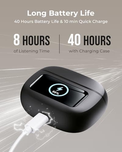 Wireless Earbuds, Ear Buds Active Noise Cancelling with Charging Case, 6.0 Bluetooth Earbuds with AI Clear Calls, 40H Playtime for Sports & Working, Stereo Sound Headphones for iPhone/Android/iPad 4