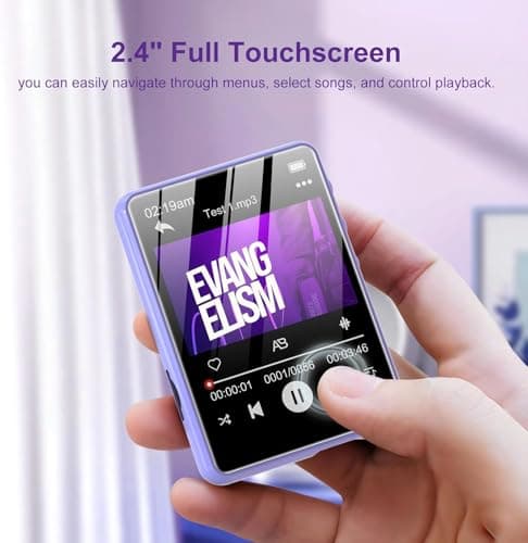 128GB MP3 Player - Music Player with Bluetooth 5.4, 2.4" Portable HiFi MP3 Player with FM Radio, HD Speaker, E-Book,Voice Recorder, Walkman Digital Music Player Earphones Included 5