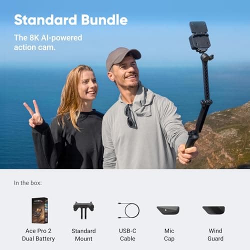 Insta360 Ace Pro 2 Dual Battery Bundle - 8K Waterproof Action Camera Co-Engineered with Leica, 1/1.3" Sensor, Dual AI Chip, Leading Low Light, Superior Audio 2