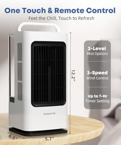 XAMATTS Portable Air Conditioners, 1700ml Evaporative Air Cooler with Remote, 120° Oscillating Mini Air Conditioner Portable with 3 Speeds & 1-7H Timer, Portable AC Unit Fan for Indoors Bedroom Office 2