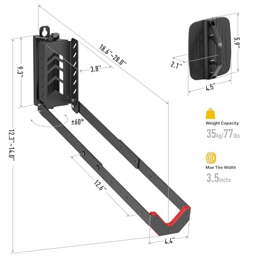 monTEK Swivel Bike Wall Mount, No Heavy Lifting Required Bike Wall Mount, Bike Hangers for Garage, Space-Saving Bike Rack Garage, Easy to Load and Unload, Bike Hanger Can Hold Up to 77 lbs, 2 Pack 2