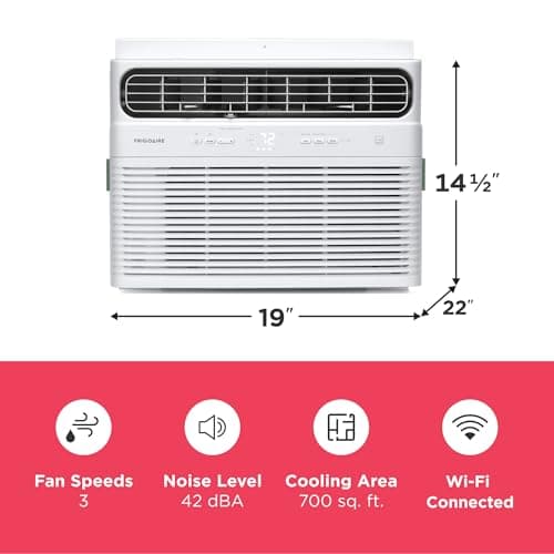 Frigidaire 14,000 BTU Smart Inverter Window Air Conditioner with Wi-Fi and Energy Star Certification, Cools Up to 700 Sq. Ft., Ultra Quiet Operation, White 3