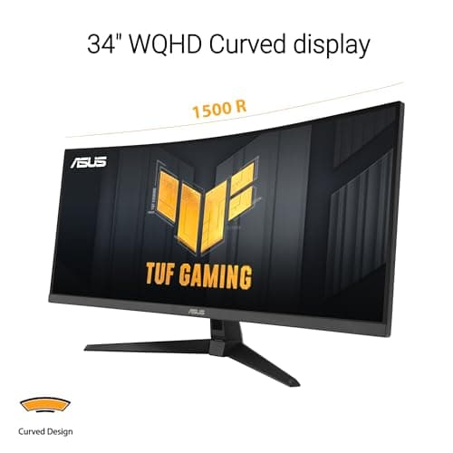 ASUS TUF Gaming 34” Ultra-Wide Curved Monitor (VG34VQ3B) – 21:9 QHD (3440x1440), 180Hz, 1ms, Extreme Low Motion Blur Sync, FreeSync Premium, Speaker, 90% DCI-P3, DisplayWidget Center, 3 yr Warranty 2