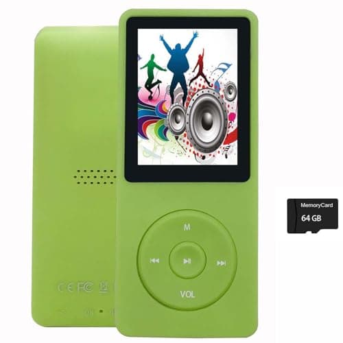 64GB MP3 Player with Speaker Earphones Portable Music Player for Kids Support Voice Recording Photo Video E-Book, Green
