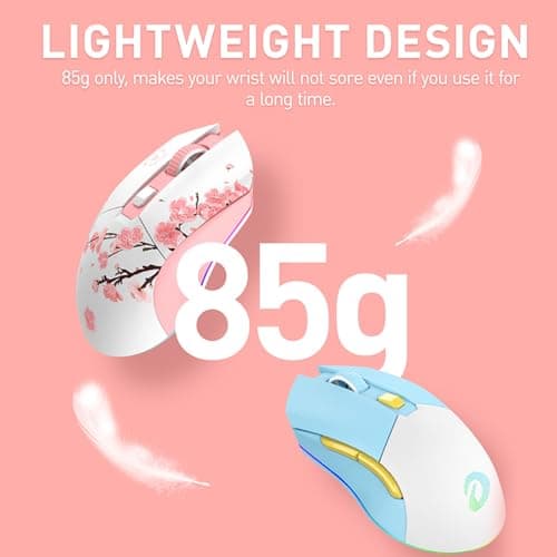 DAREU Sakura Pink Wireless Gaming Mouse with Charging Dock Rechargeable RGB,12K DPI,6 Programmable Buttons High-Precision Sensor [300IPS] [1000Hz] for PC Notebook Mac 2