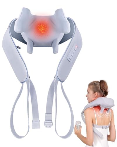MASGRE Electric Shiatsu Back and Neck Massager, Cordless Shoulder Massager with Heat, Deep Tissue 3D Kneading Massage Pillow for Shoulder, Leg, Body Muscle Pain Relief, Gifts for Men Women